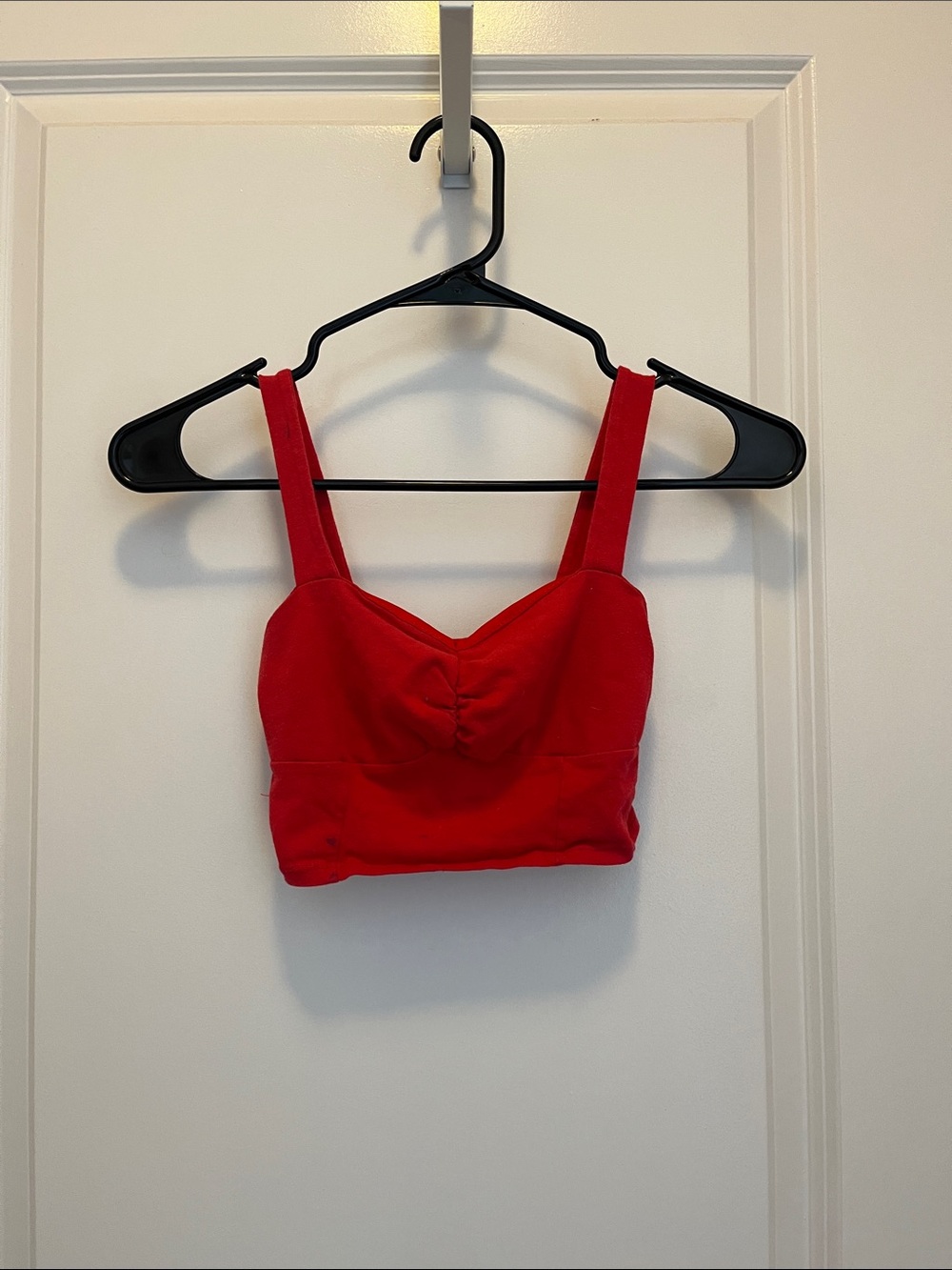 Women's Red Cropped Sweetheart Tank with Wide Straps